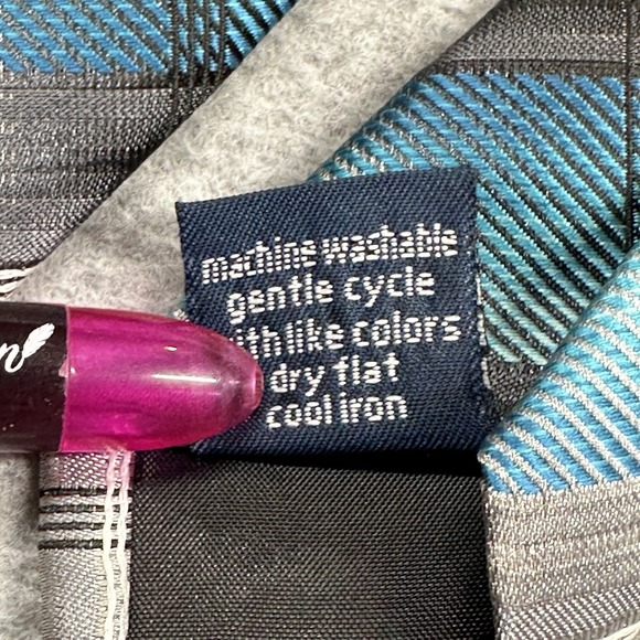 John Ashford Mens Tie Teal Gray Plaid Washable Polyester Stain Resistant - Picture 7 of 10